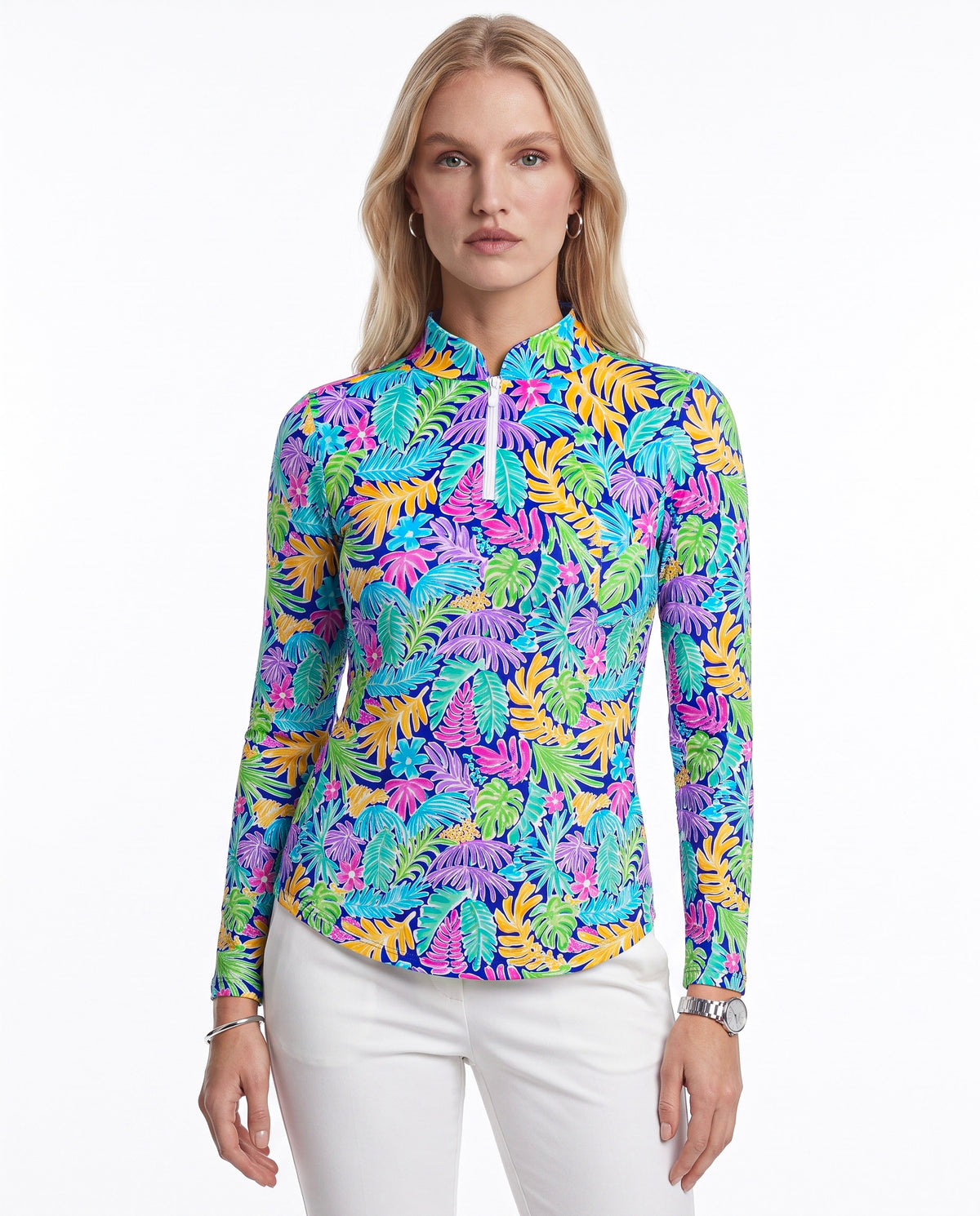 Deep Forest Long Sleeve Zip Mock Top 68Z44