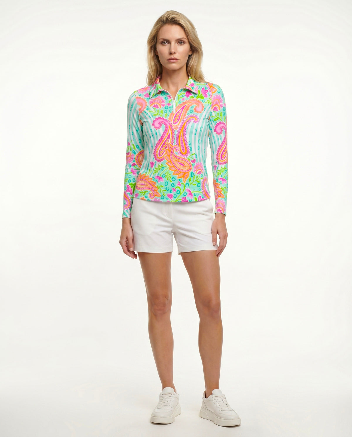 Sweet Caroline Long Sleeve Polo Top 84Z18