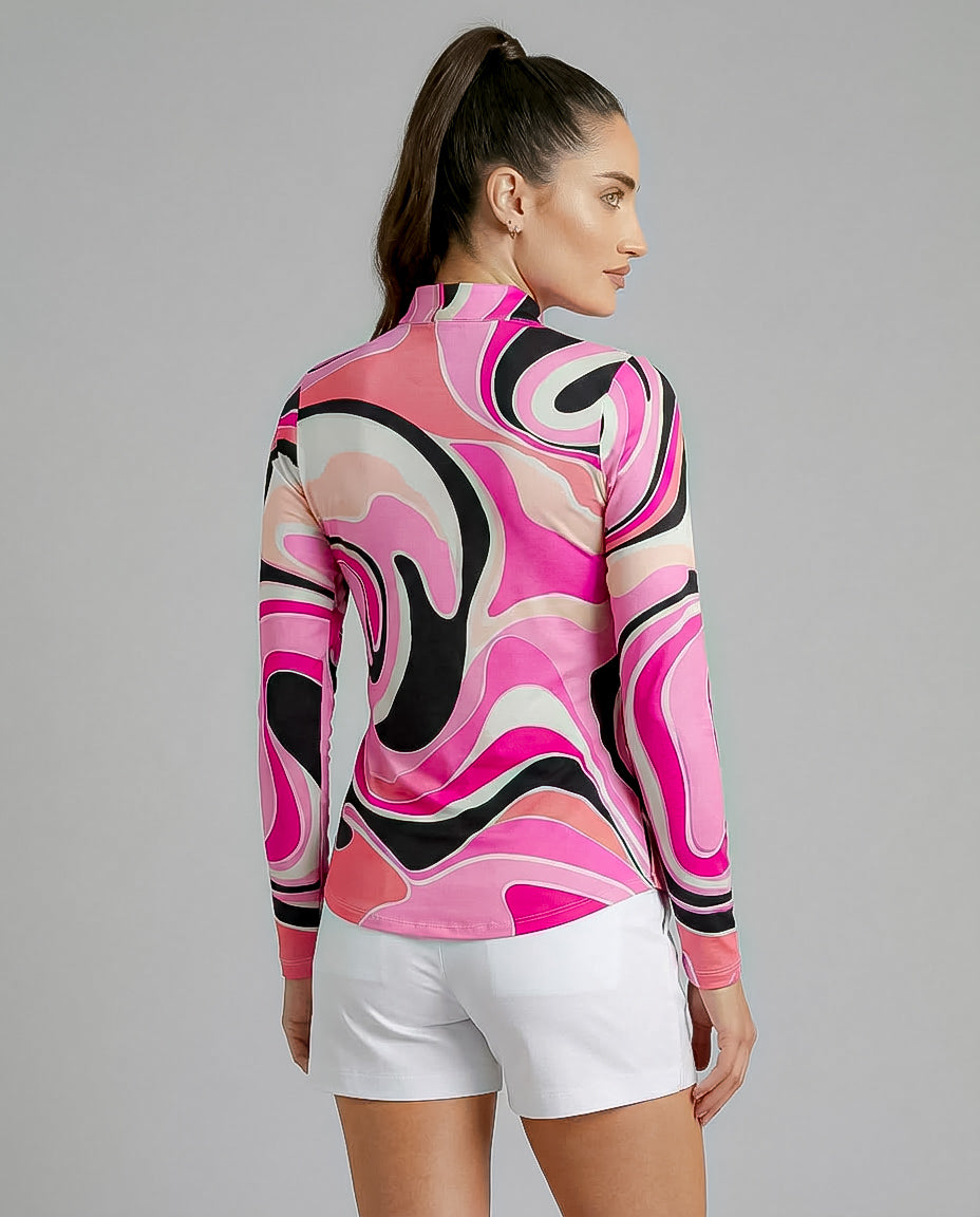 Mystique Long Sleeve Zip Mock Top 86Z13