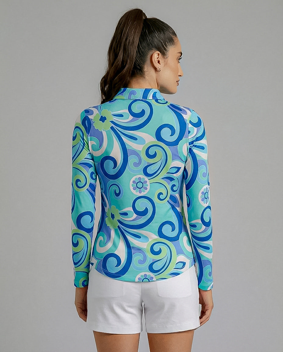 Luciana Long Sleeve Polo Top 84Z08