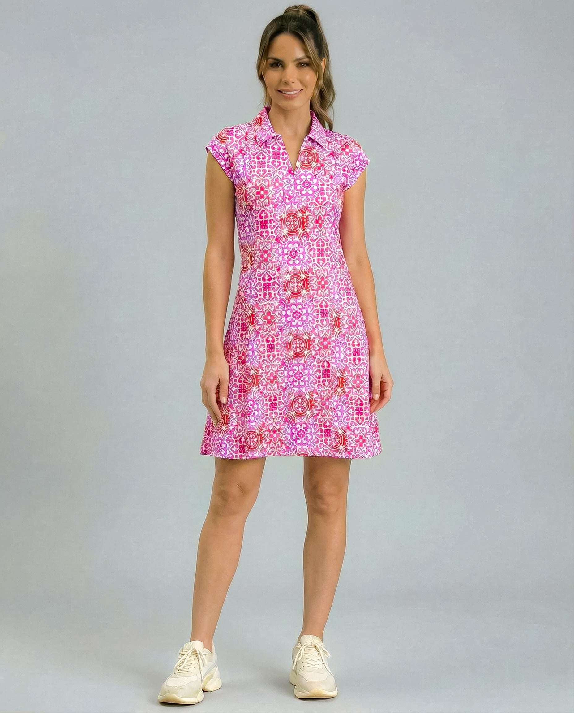 Milano Bar Polo Neck Cap Sleeve Polo Dress W/Pocket 67Z27