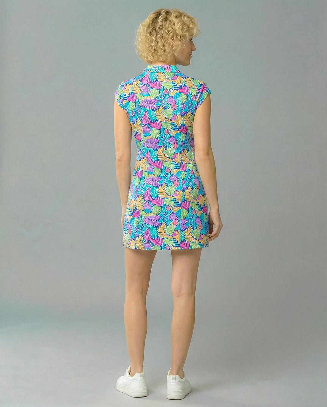 Deep Forest Polo Neck Cap Sleeve Dress 67Z44