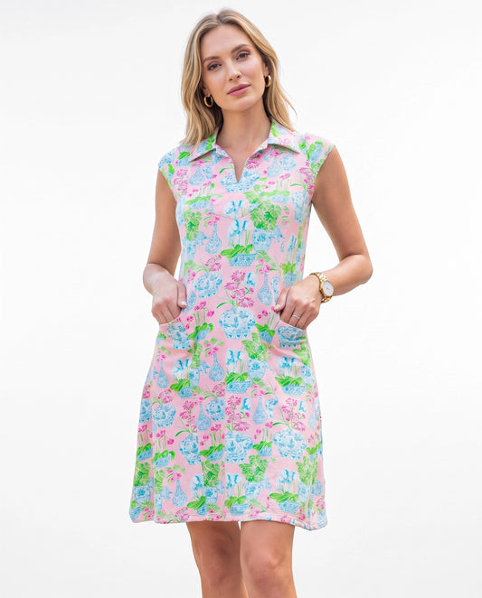 Jamboree Polo Neck Cap Sleeve Dress W/Pocket 67Z14