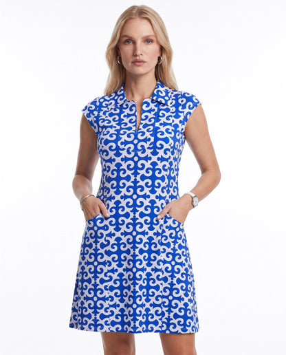 Gazebo Polo Neck Cap Sleeve Dress W/Pocket 67Z19