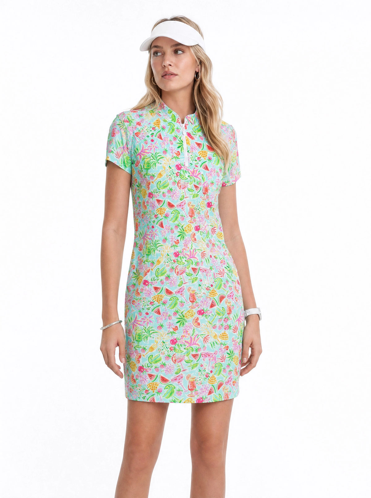 Cheers Mock Neck Half Sleeve Dress W/Pocket 58Z42