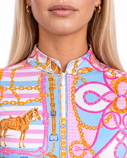Mon cheval Long Sleeve Zip Mock Top 86Z30