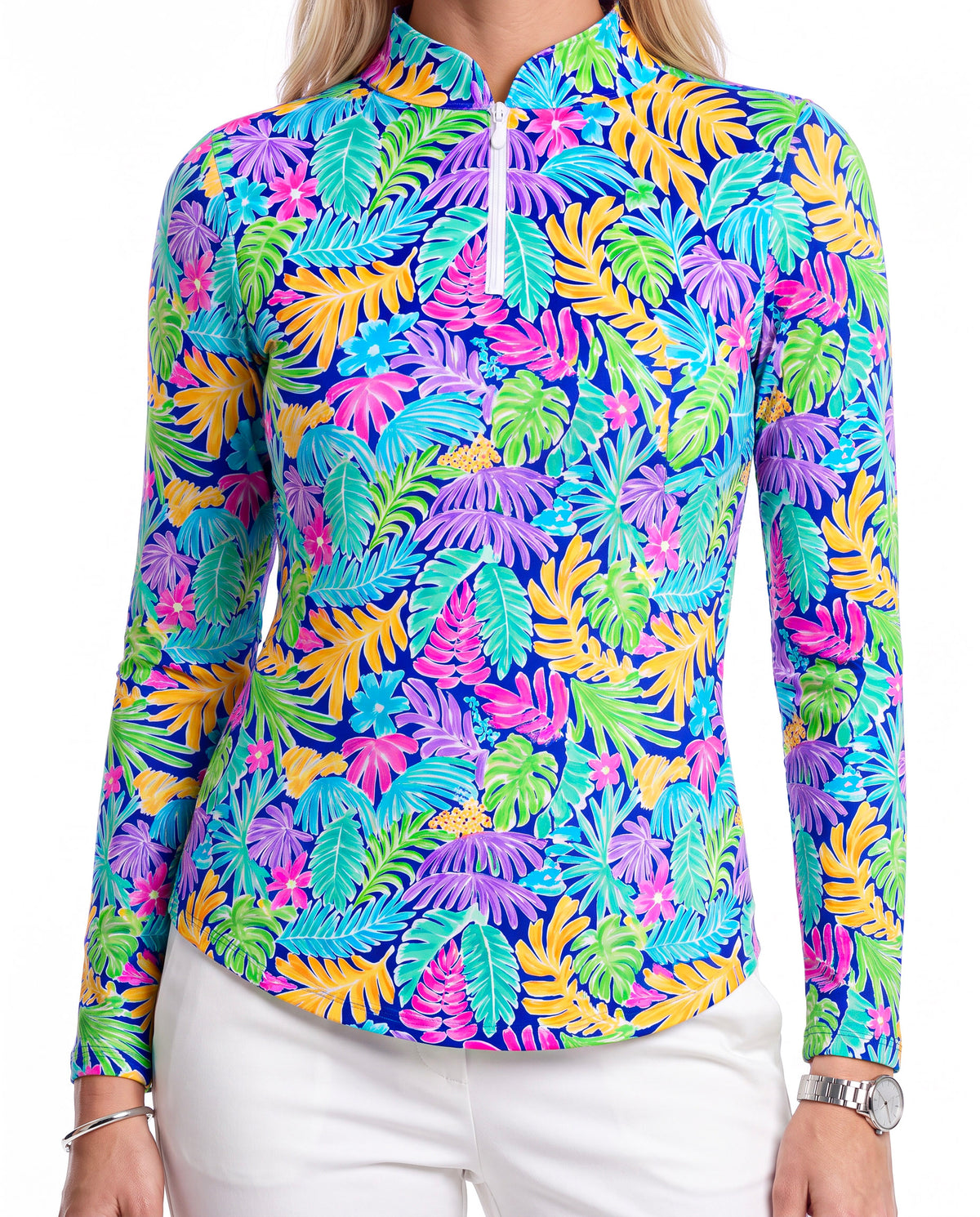 Deep Forest Long Sleeve Zip Mock Top 68Z44