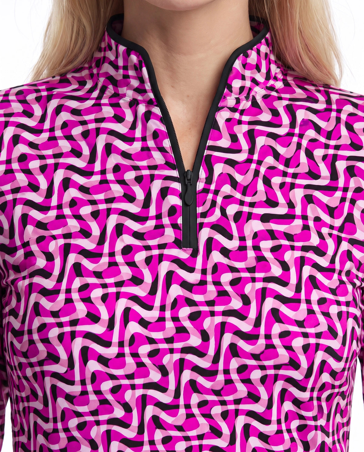 Velocity Long Sleeve Zip Mock Top WITH PIPING T86Z58