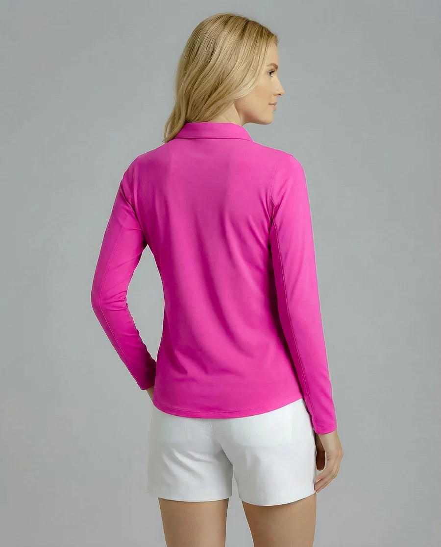Solid Long Sleeve Polo Top 8400