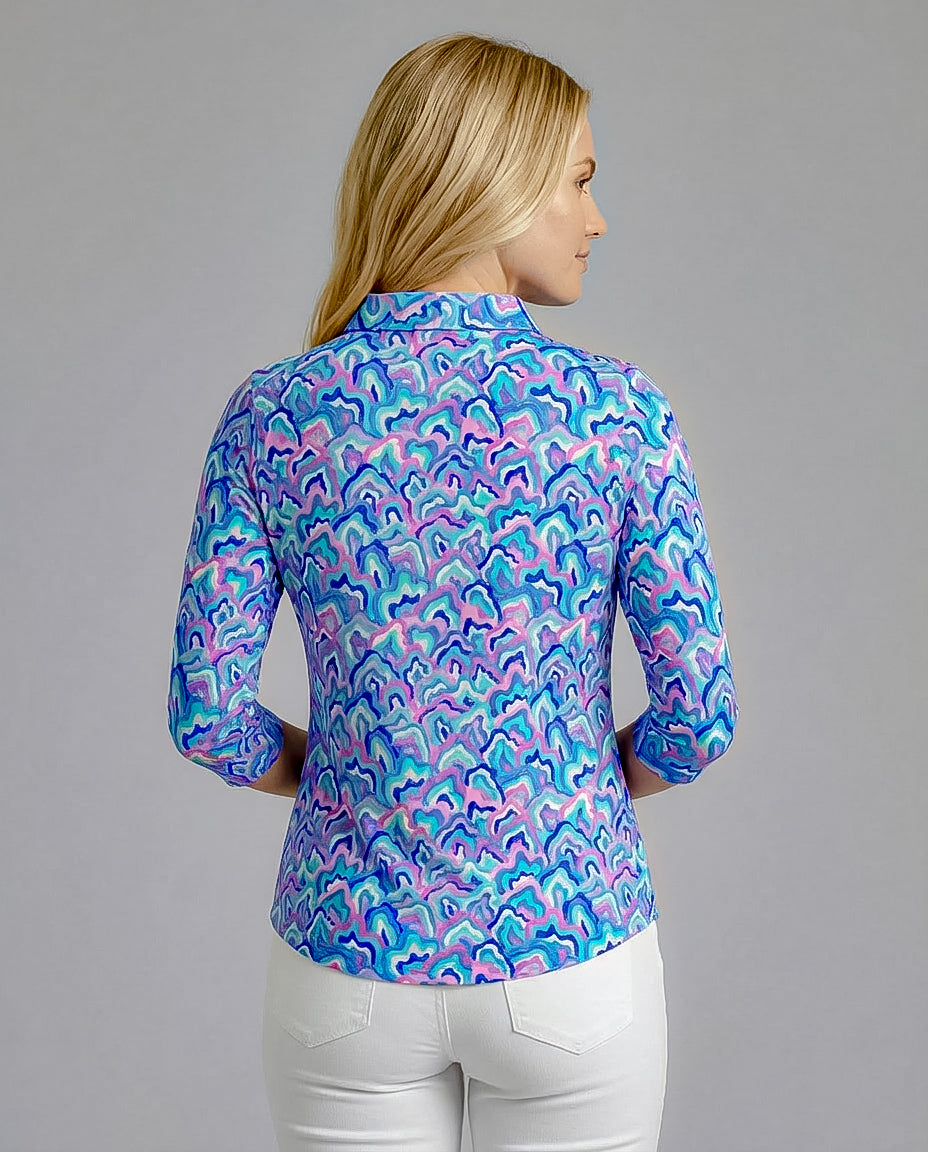 Out of Course 3/4 Sleeve Polo Top 48Z54