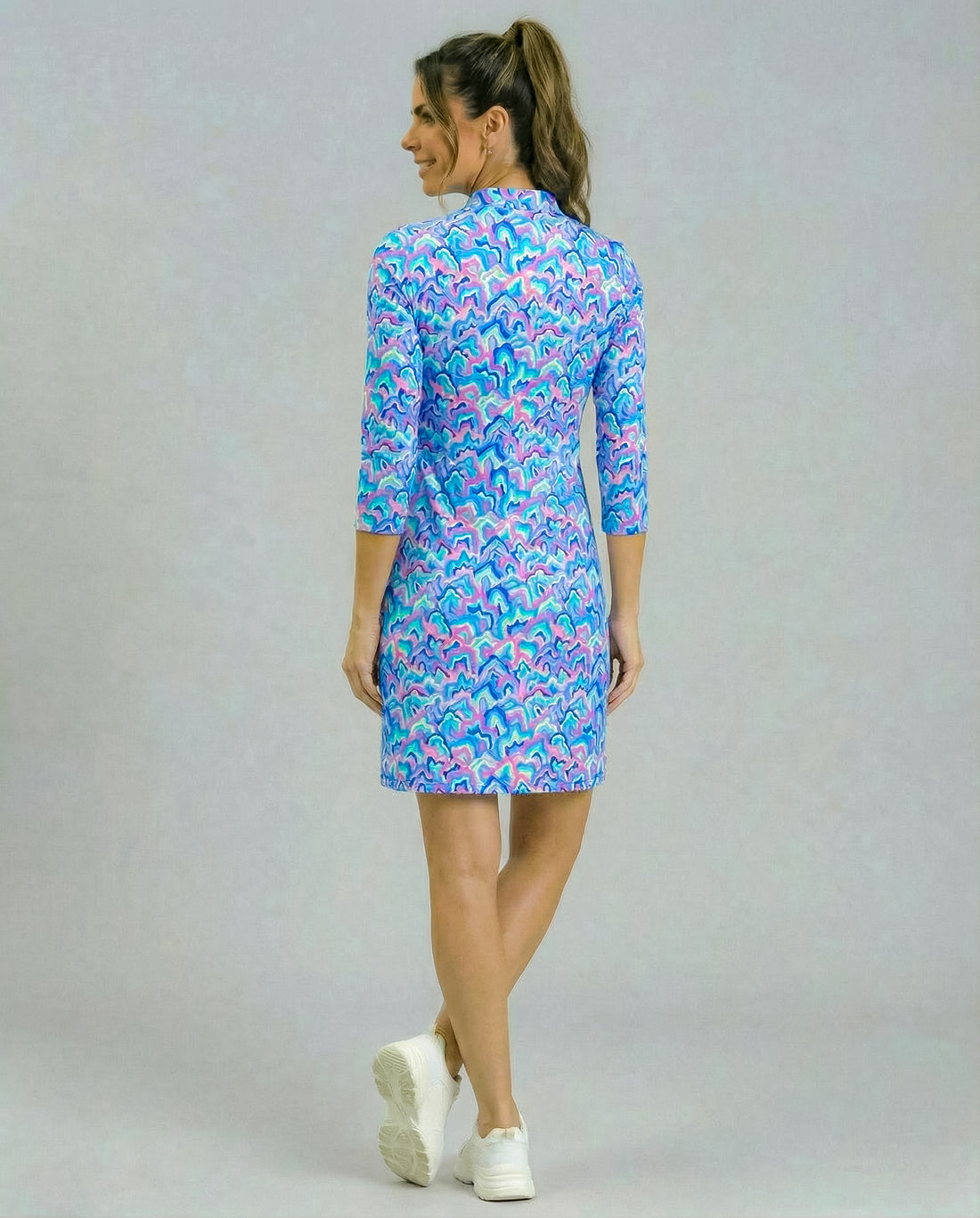 Out of Course 3/4 Slit Sleeve Portrait Neckline & Mock Zip Collar 50Z54