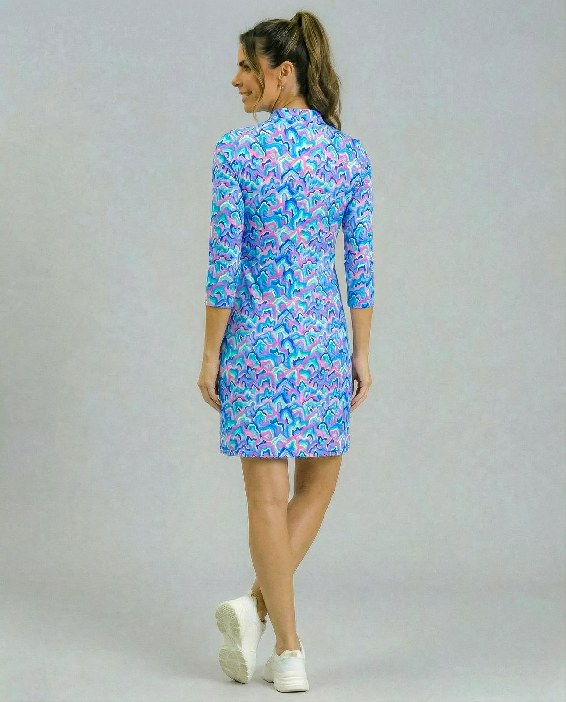 Out of Course 3/4 Slit Sleeve Portrait Neckline & Mock Zip Collar 50Z54