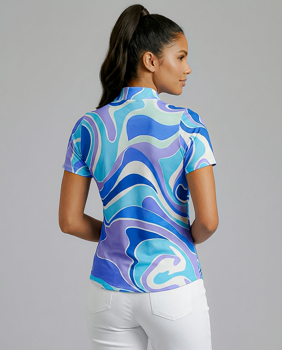 Mystique Short Sleeve Zip Mock Top 85Z13