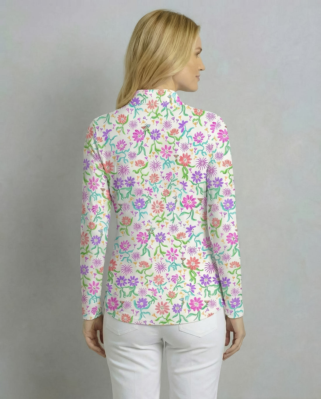 Daisy cocktail party Long Sleeve Zip Mock Top 86z55