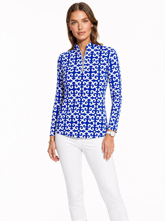 Gazebo Long Sleeve Zip Mock Top 86Z19