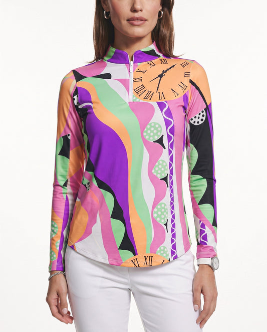 Teetime Long Sleeve Zip Mock Top 86Z05