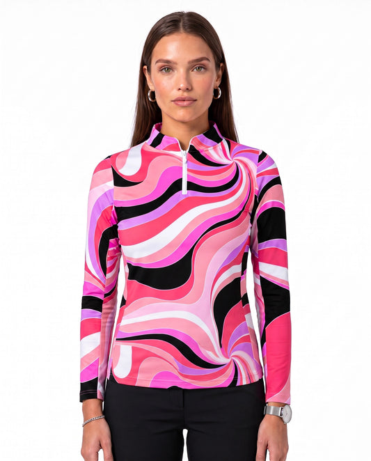 Lorraine Long Sleeve Zip Mock Top 86Z09