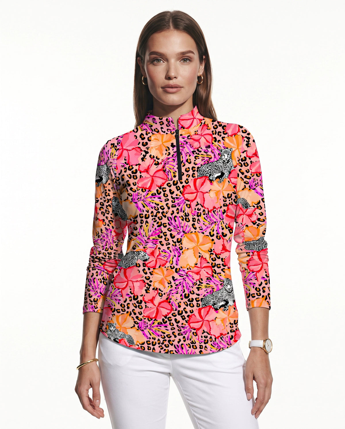 Untamed Long Sleeve Zip Mock Top 86z56