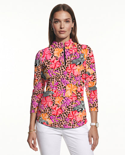 Untamed Long Sleeve Zip Mock Top 86z56