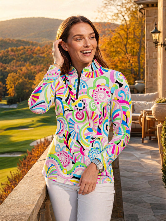 Desiree Long Sleeve Zip Mock Top 86z53