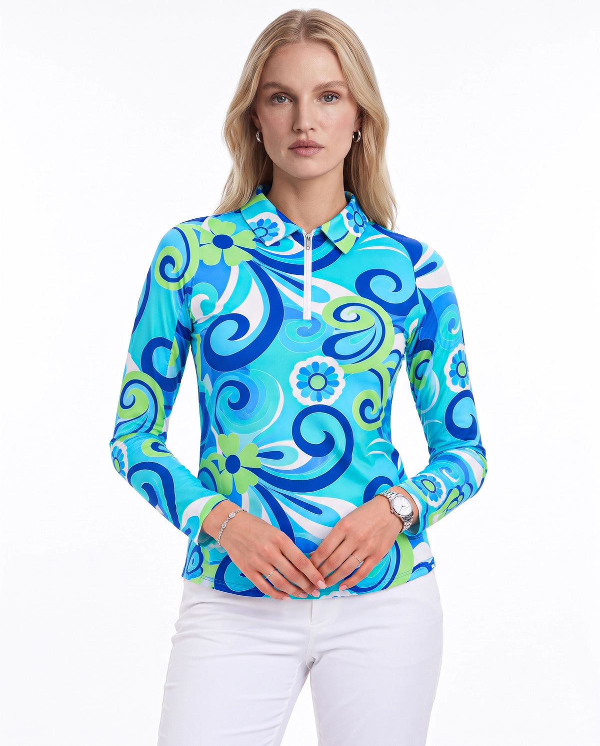 Luciana Long Sleeve Polo Top 84Z08