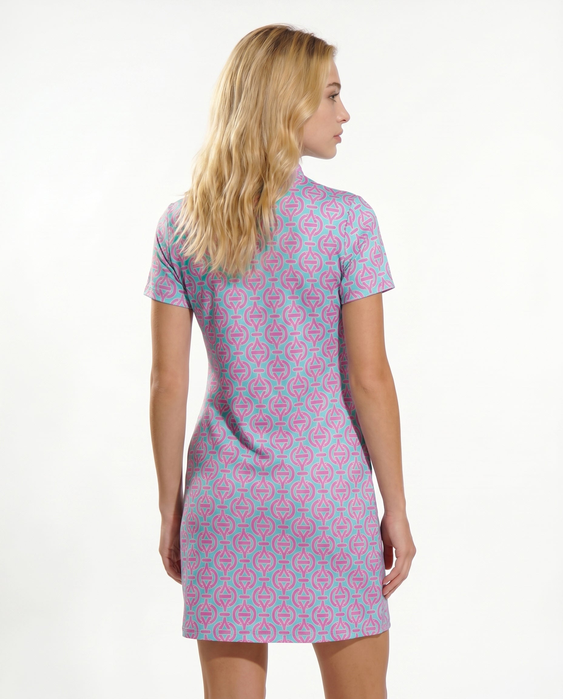 Victory V Mock Neck Half Sleeve Dress W/Pocket 58Z31