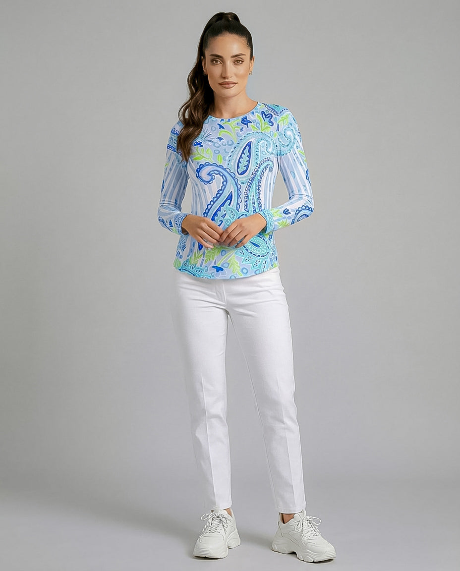 Sweet Caroline Long Sleeve Crew Neck Top 83Z18