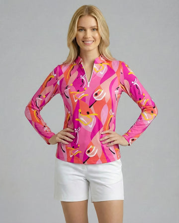 Activo Long Sleeve Zip Mock Top 86Z02