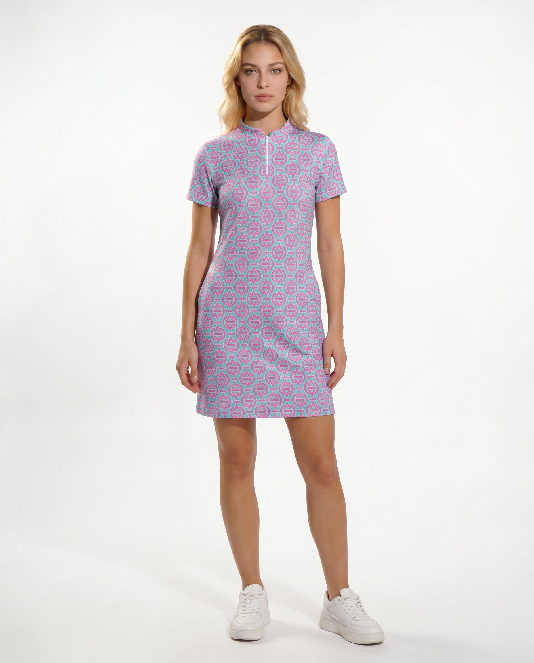 Victory V Mock Neck Half Sleeve Dress W/Pocket 58Z31
