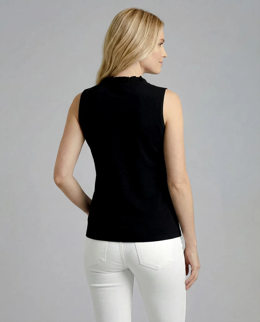 Solid Sleeveless Ruffle Portrait Neck Top 8000