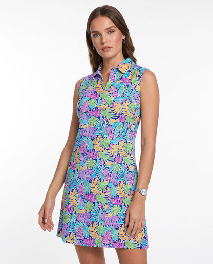 Deep Forest Polo Neck Cap Sleeve Dress 67Z44