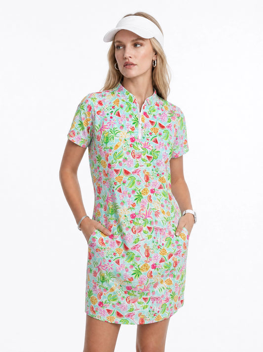 Cheers Mock Neck Half Sleeve Dress W/Pocket 58Z42