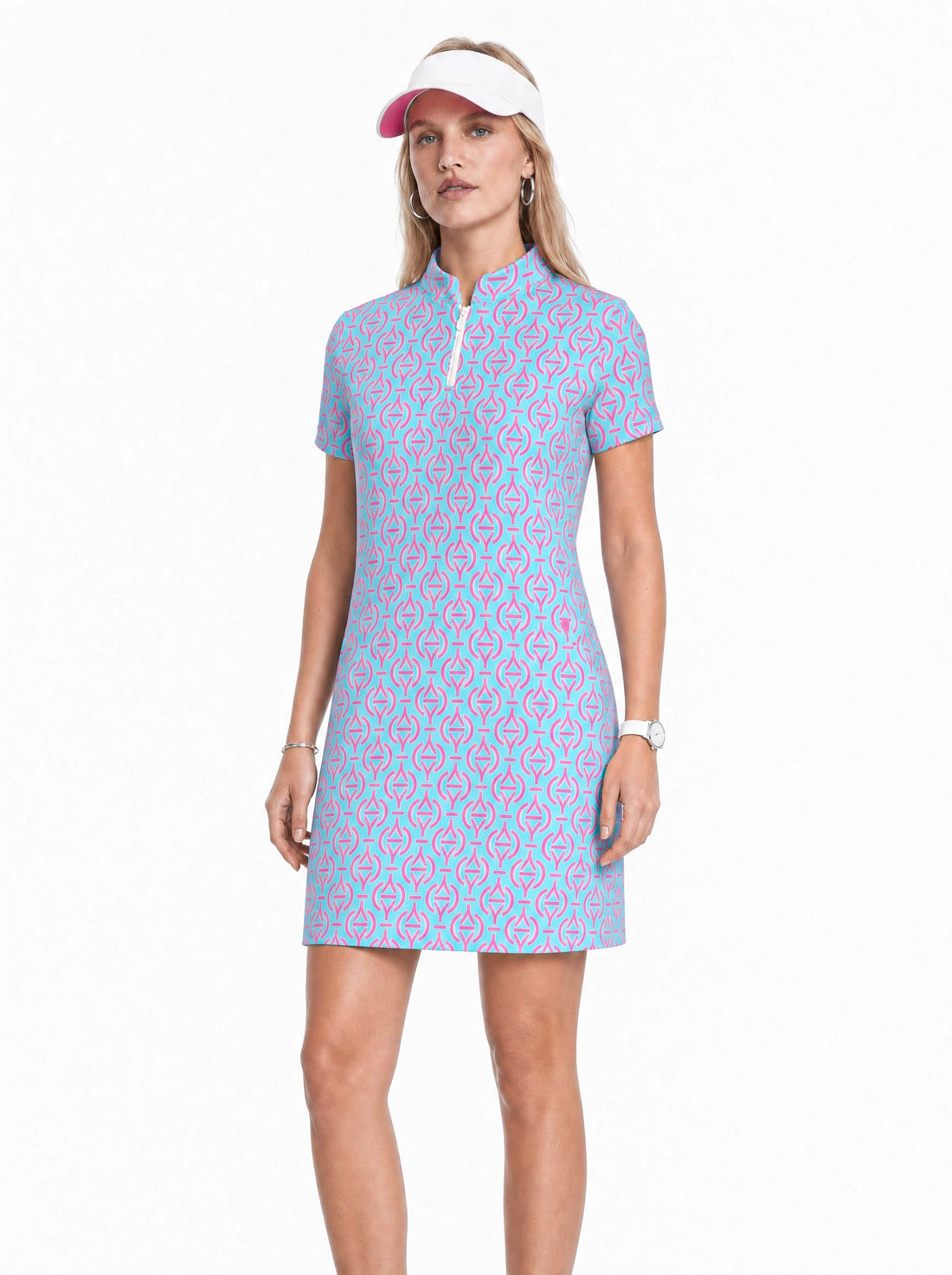 Victory V Mock Neck Half Sleeve Dress W/Pocket 58Z31