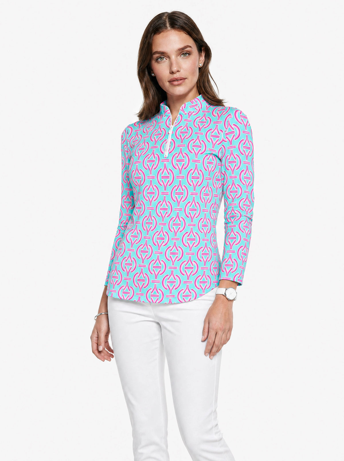Victory V Long Sleeve Zip Mock Top 86Z31