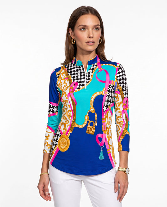 Caress Long Sleeve Zip Mock Top 86Z03