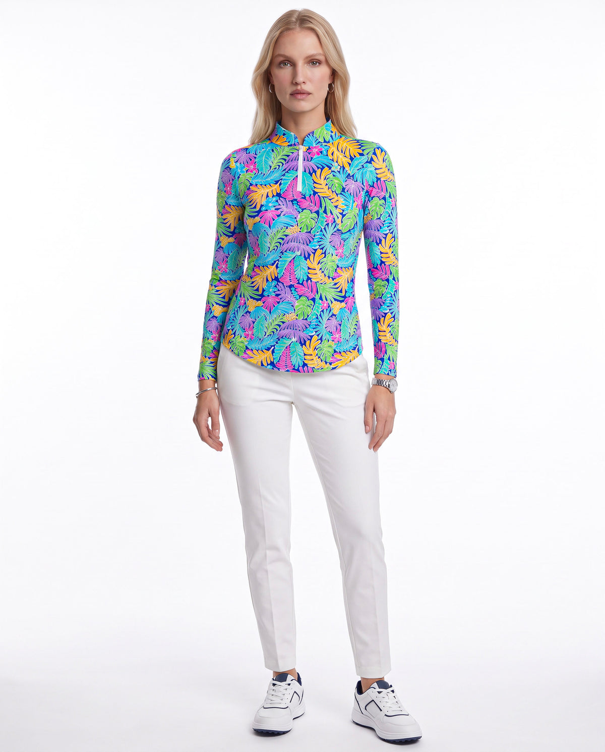 Deep Forest Long Sleeve Zip Mock Top 68Z44