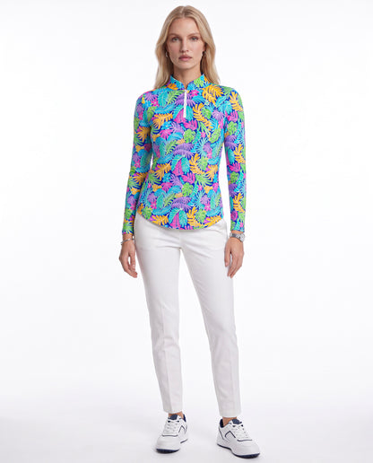 Deep Forest Long Sleeve Zip Mock Top 68Z44
