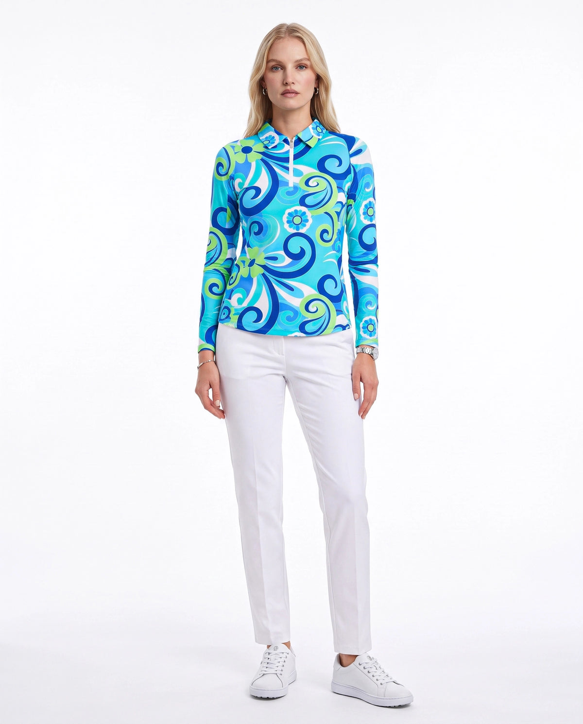Luciana Long Sleeve Polo Top 84Z08