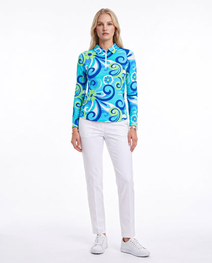 Luciana Long Sleeve Polo Top 84Z08