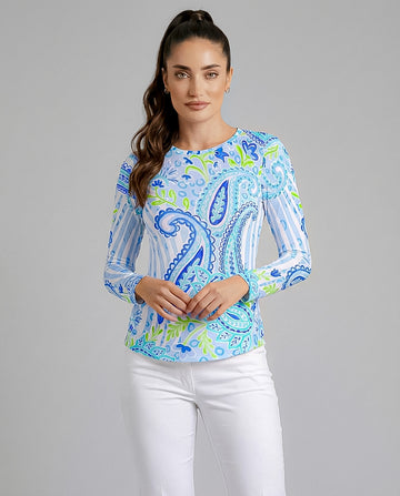 Sweet Caroline Long Sleeve Crew Neck Top 83Z18