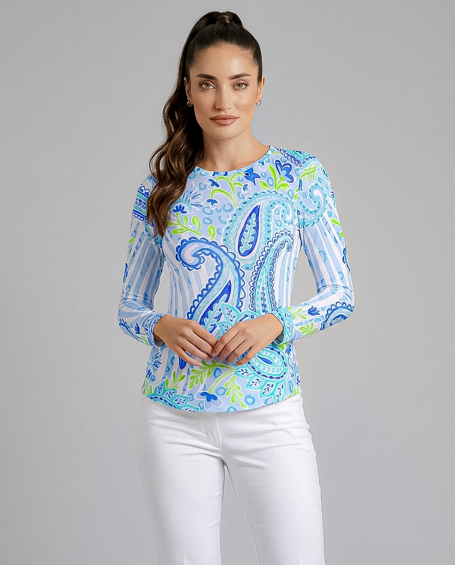 Sweet Caroline Long Sleeve Crew Neck Top 83Z18