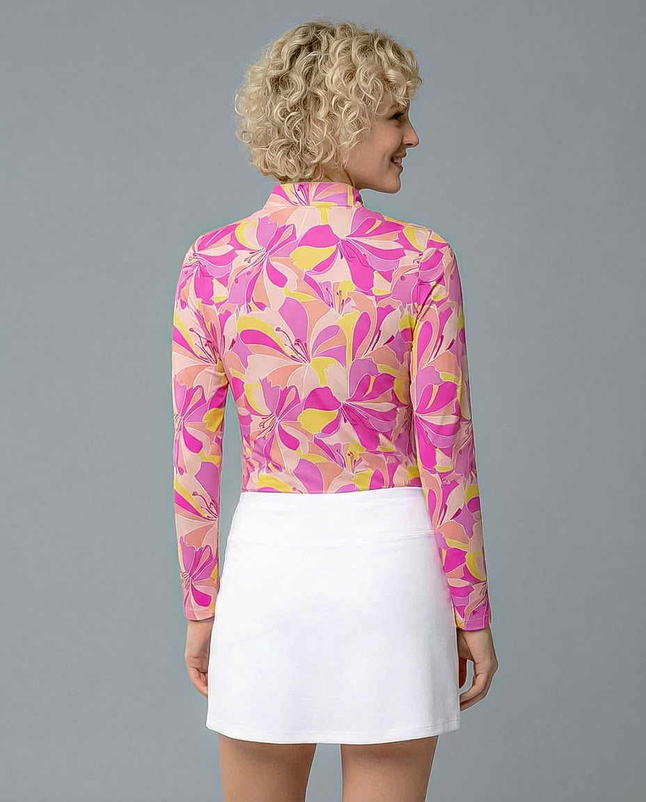 Satine Long Sleeve Zip Mock Top 86Z17