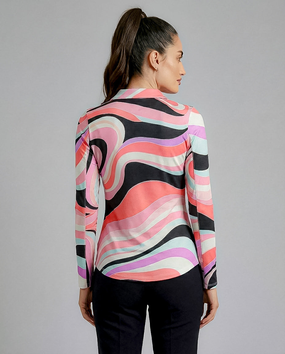 Lorraine Long Sleeve Zip Mock Top 86Z09