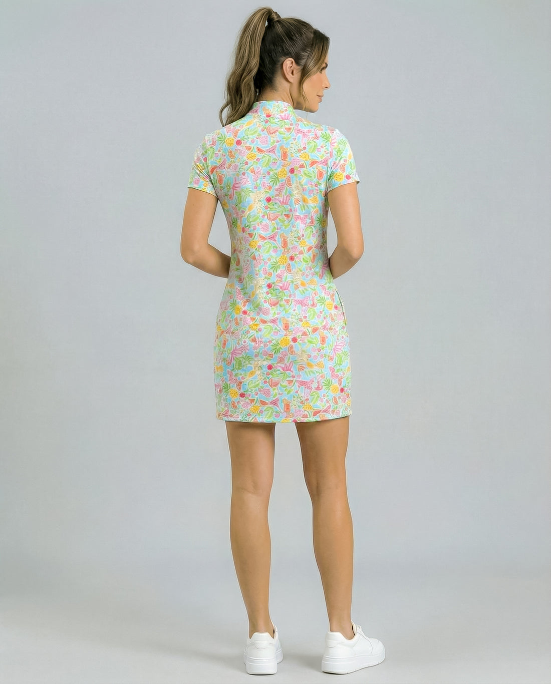 Cheers Mock Neck Half Sleeve Dress 58Z42