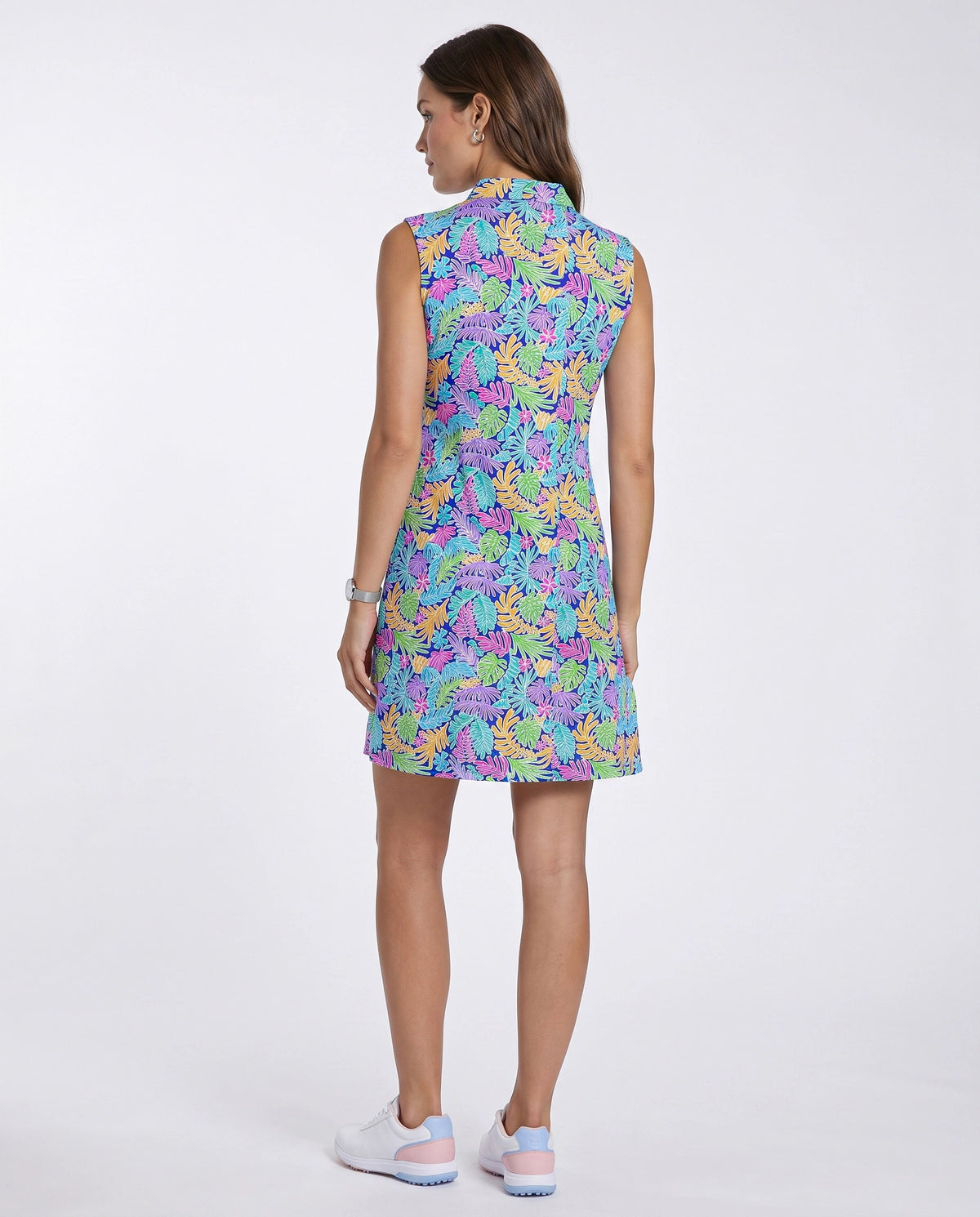 Deep Forest Polo Neck Cap Sleeve Dress 67Z44