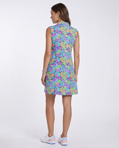 Deep Forest Polo Neck Cap Sleeve Dress 67Z44