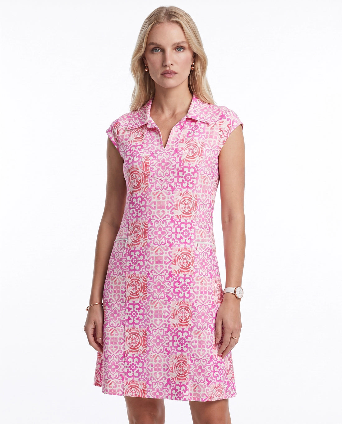 Milano Bar Polo Neck Cap Sleeve Polo Dress W/Pocket 67Z27