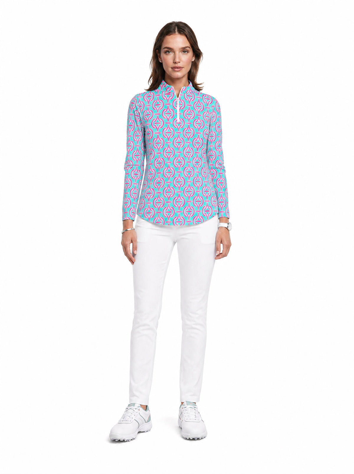 Victory V Long Sleeve Zip Mock Top 86Z31