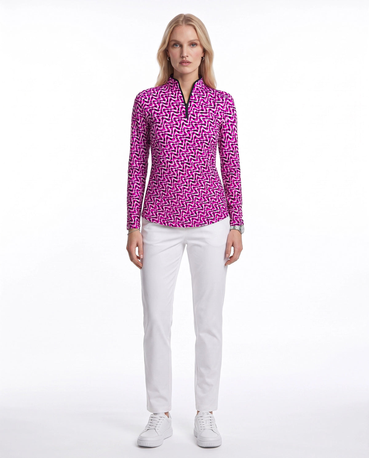 Velocity Long Sleeve Zip Mock Top WITH PIPING T86Z58