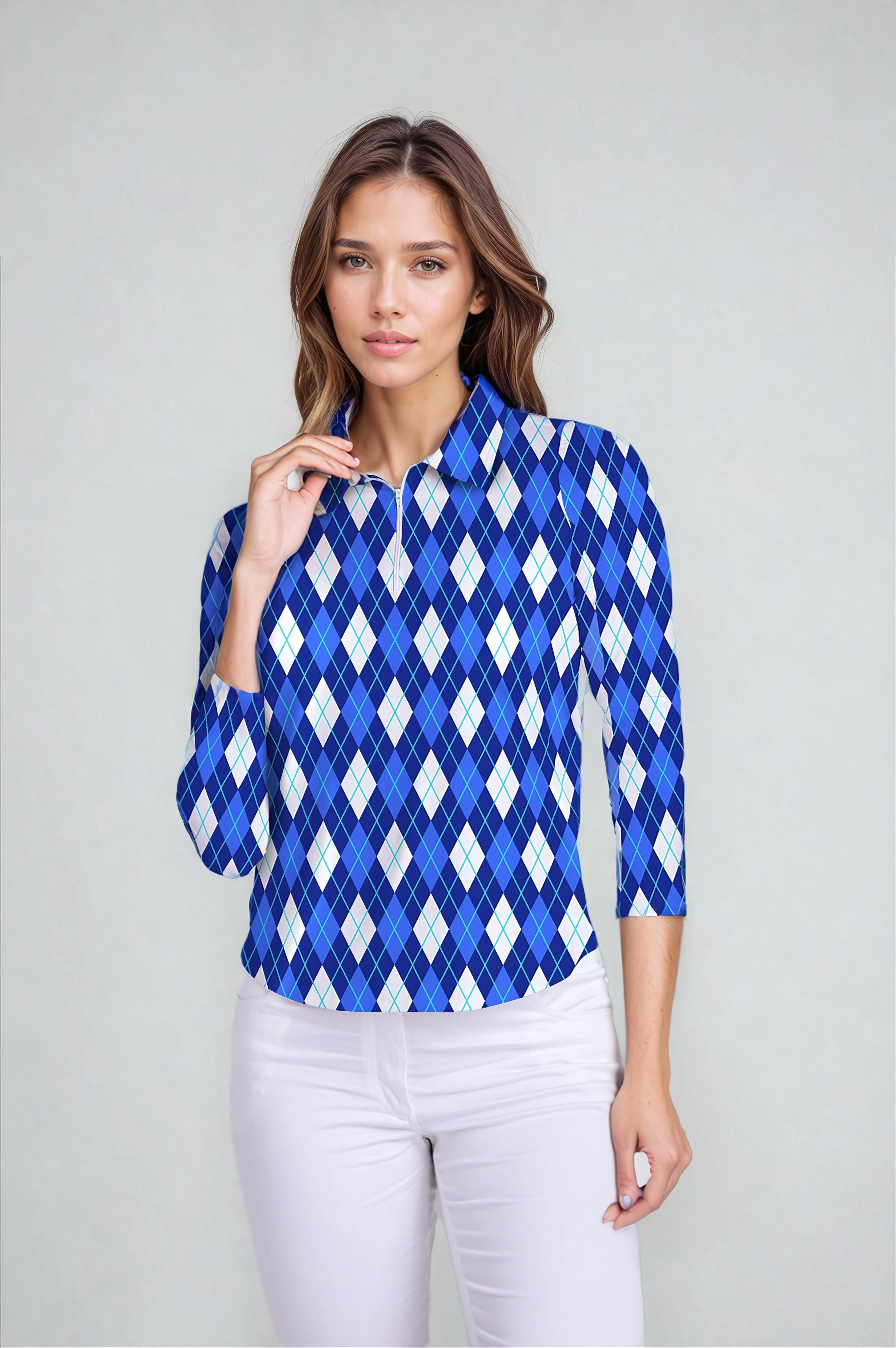 Elle Gante 3/4 Sleeve Polo Top 48Z26